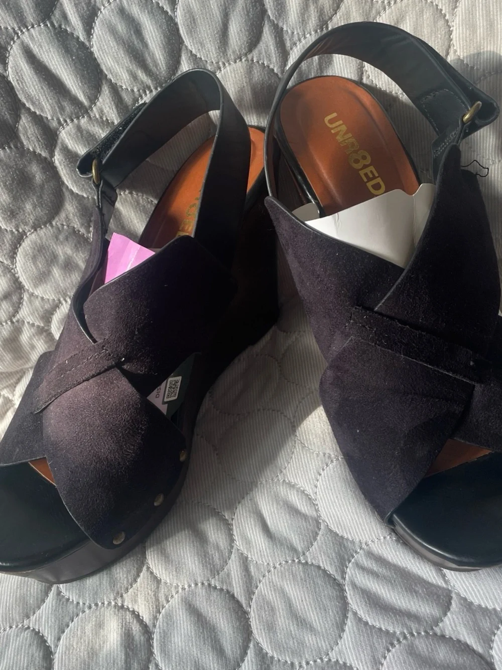 Women’s Black Suede Crisscross Platform Sandals — Sleek Slingback Style